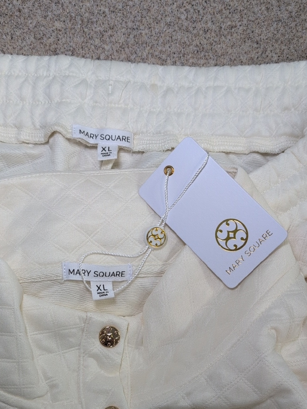 Mary Square Short Set, Madelyn, Top & Shorts, Quilted Cream, Loungewear, Size XL - Picture 13 of 15